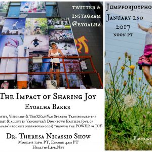 Join me on Monday January 23rd at noon PT on The Dr. Theresa Nicassio Show with Eyoalha Baker on HealthyLife.net - All Positive Talk Radio for an inspiring and heartwarming conversation about the impact of sharing joy.